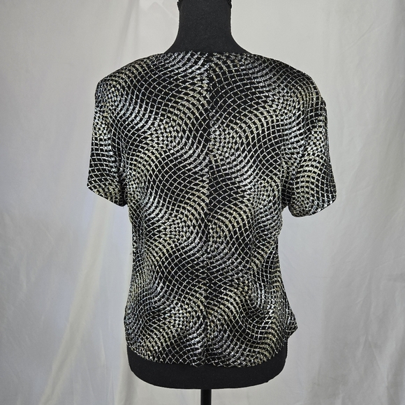VTG Retro RONNI NICOLE BY OUIDI ShortSleeve Square neck Glitter Blouse - Picture 4 of 7